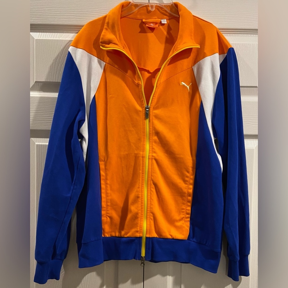 PUMA Mens Tracksuit Top Jacket Large Multicoloured Colourblock USPdry